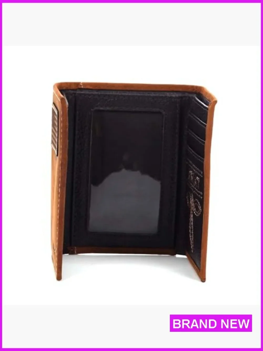 Tri-Fold Wallet Western Style Embroidered Patch Classic Men's Accessory